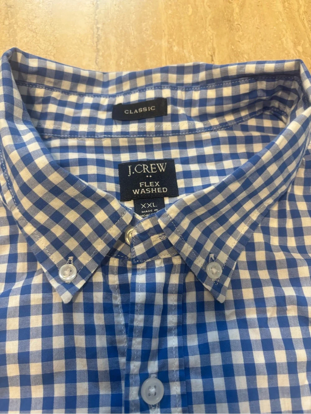 Lot of 2 J.Crew Mens XXL Flex Washed Classic Fit Gingham Button Down Shirts #007